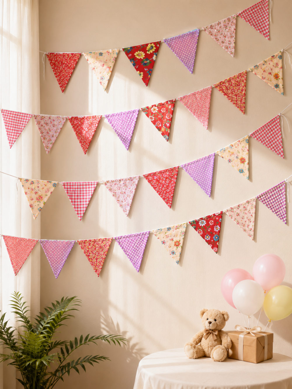 Handmade Birthday Fabric Bunting - Pack Of 5