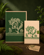 Forest Whisper Handmade Paper Diary & Zip File Folder Combo | Eco-Friendly Executive Stationery Gift Set