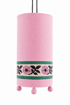 Floral Hand-Block-Printed Hanging Lamp – Blush Pink