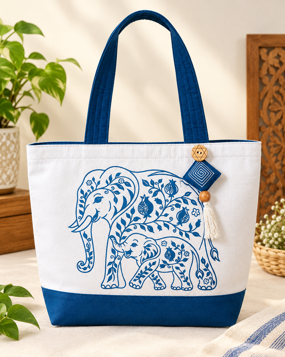 Blue Elephant Tote Bag