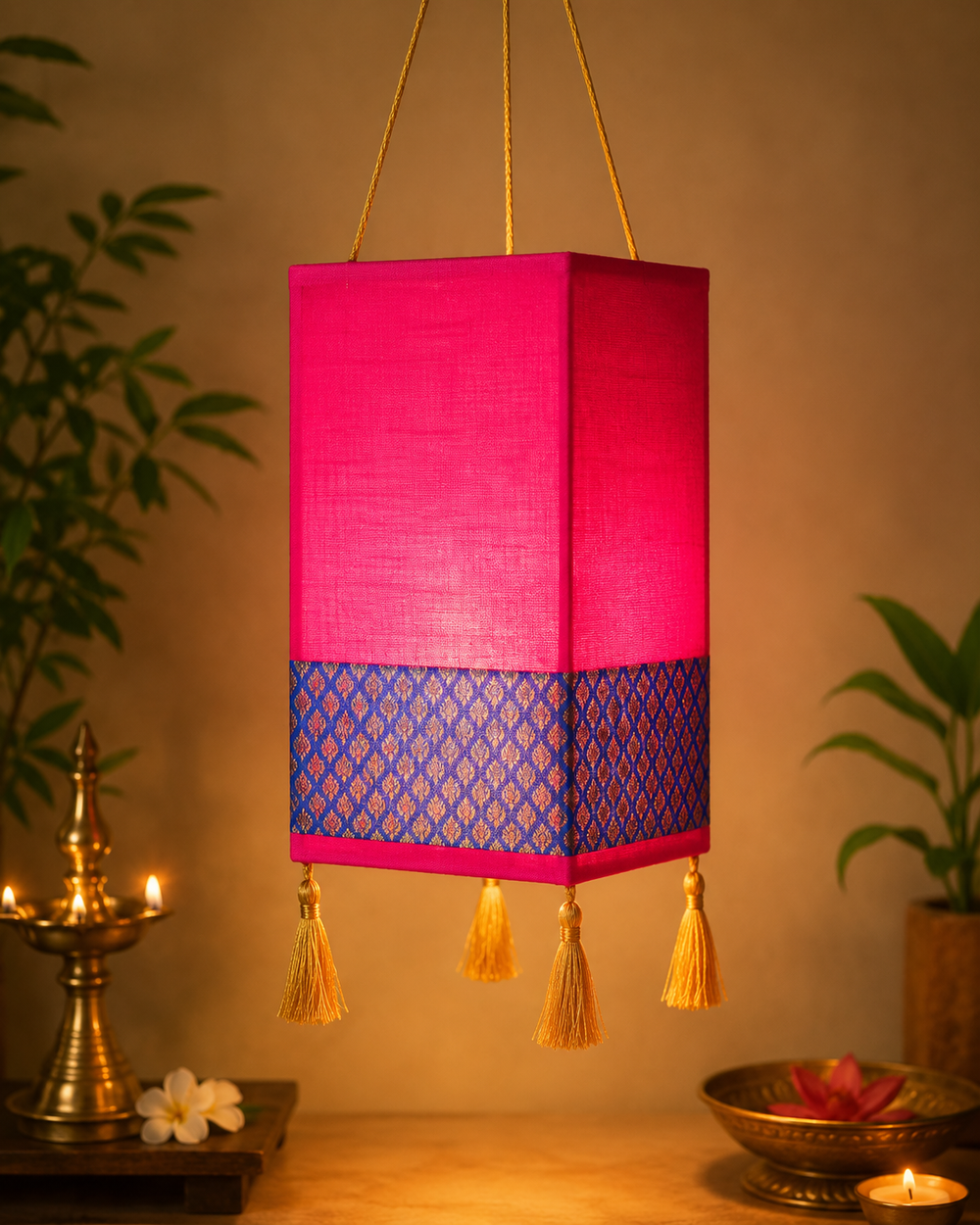 Triangular Silk lamp - Pink