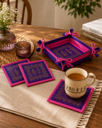 Tea Coaster Set with Tray-Cotton Silk