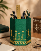 Handmade Paper Board Pen Stand with Fabric Cover
