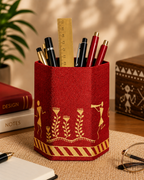 Handmade Paper Board Pen Stand with Fabric Cover