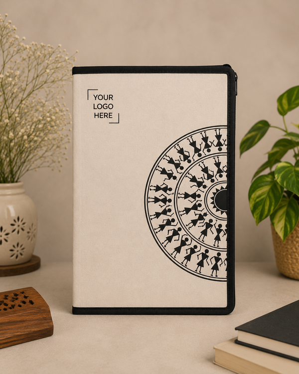Zip File Folder-Semicircle Warli Print