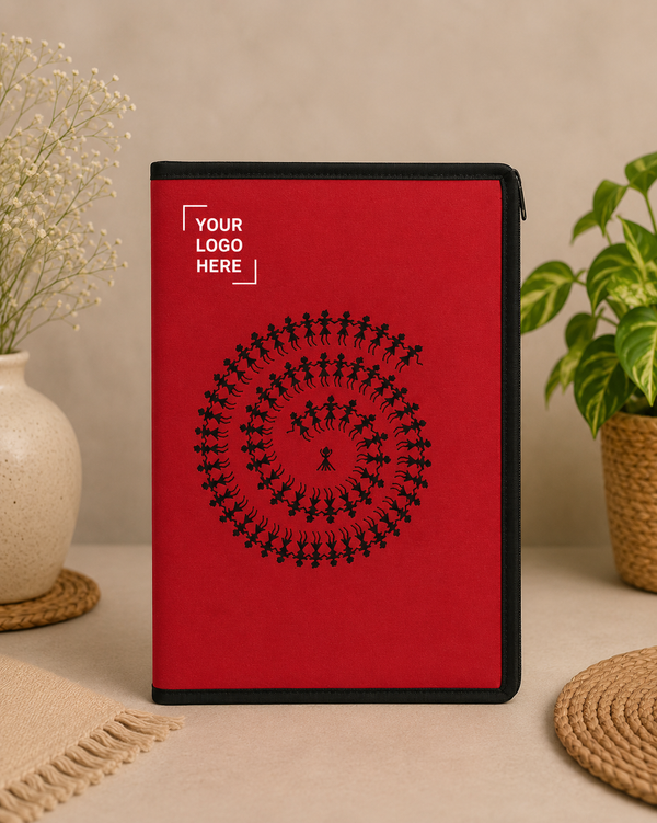 Zip File Folder-Spiral Shape Warli Print