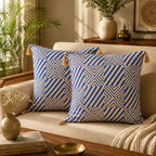 Silk Fabric Hand block printed Cushion Cover Set