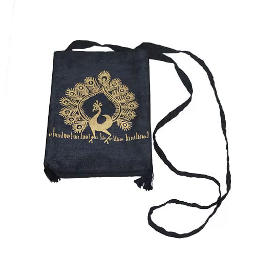 Warli Peacock Silk Sling Bag