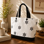Black Snowflake Charm Tote Bag