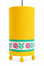 Floral Hand-Block-Printed Hanging Lamp – Yellow Bloom