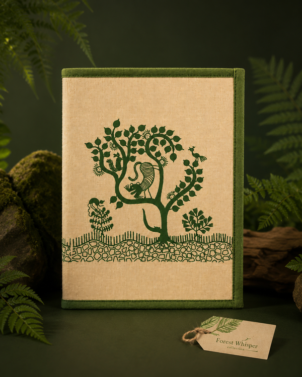 Forest Whisper - Handmade Zip File Folder - Natural Beige