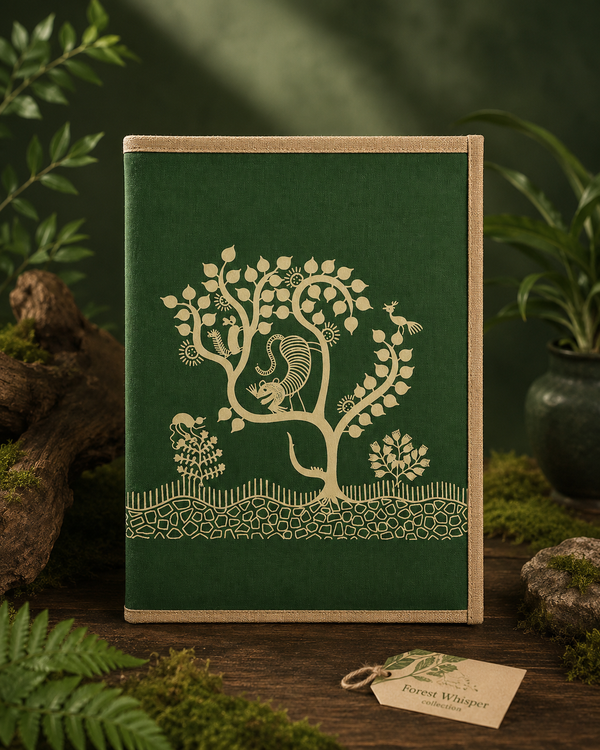 Forest Whisper - Handmade Zip File Folder - Moss Green