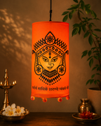 FABRIC FOLDING CIRCULAR DURGA LAMP SHADE (Orange)