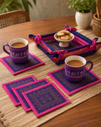 Tea Coaster Set with Tray-Cotton Silk