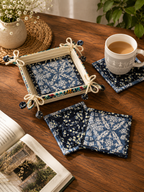 Tea Coaster Set with Tray Cotton - ColourBurst