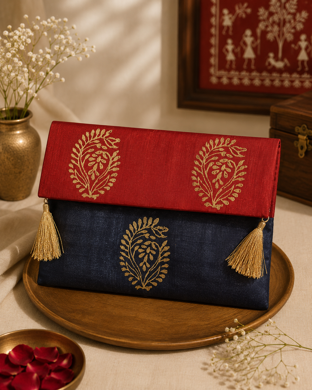 Silk Block Printed Clutch