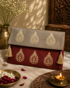 Silk Block Printed Clutch