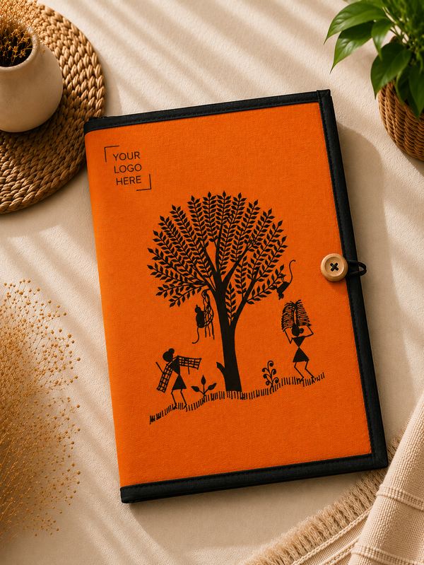 File Folder with Button | Warli Tree Design