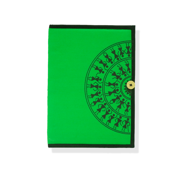 Handcrafted Button File Folder- Semicircle Warli Print