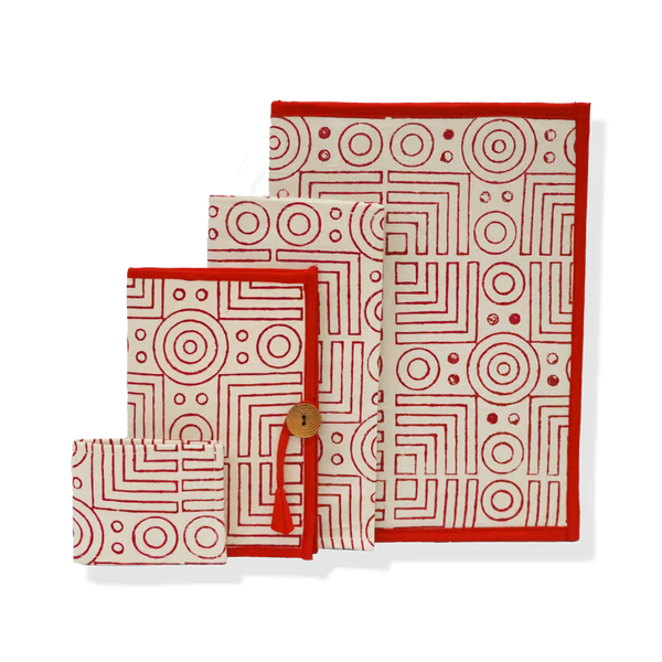 Exclusive Stationery Gift Hamper-Red Block print