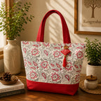 Red Paisley Bloom Tote Bag