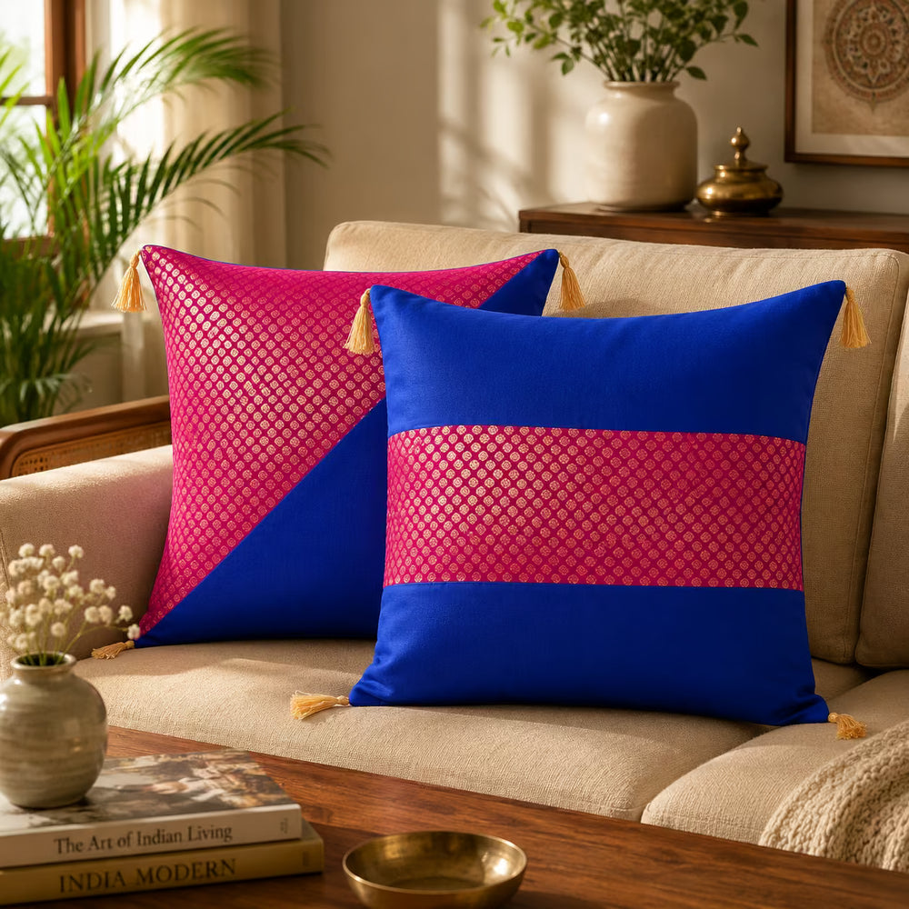 Silk And Brocade Cushion Cover Set